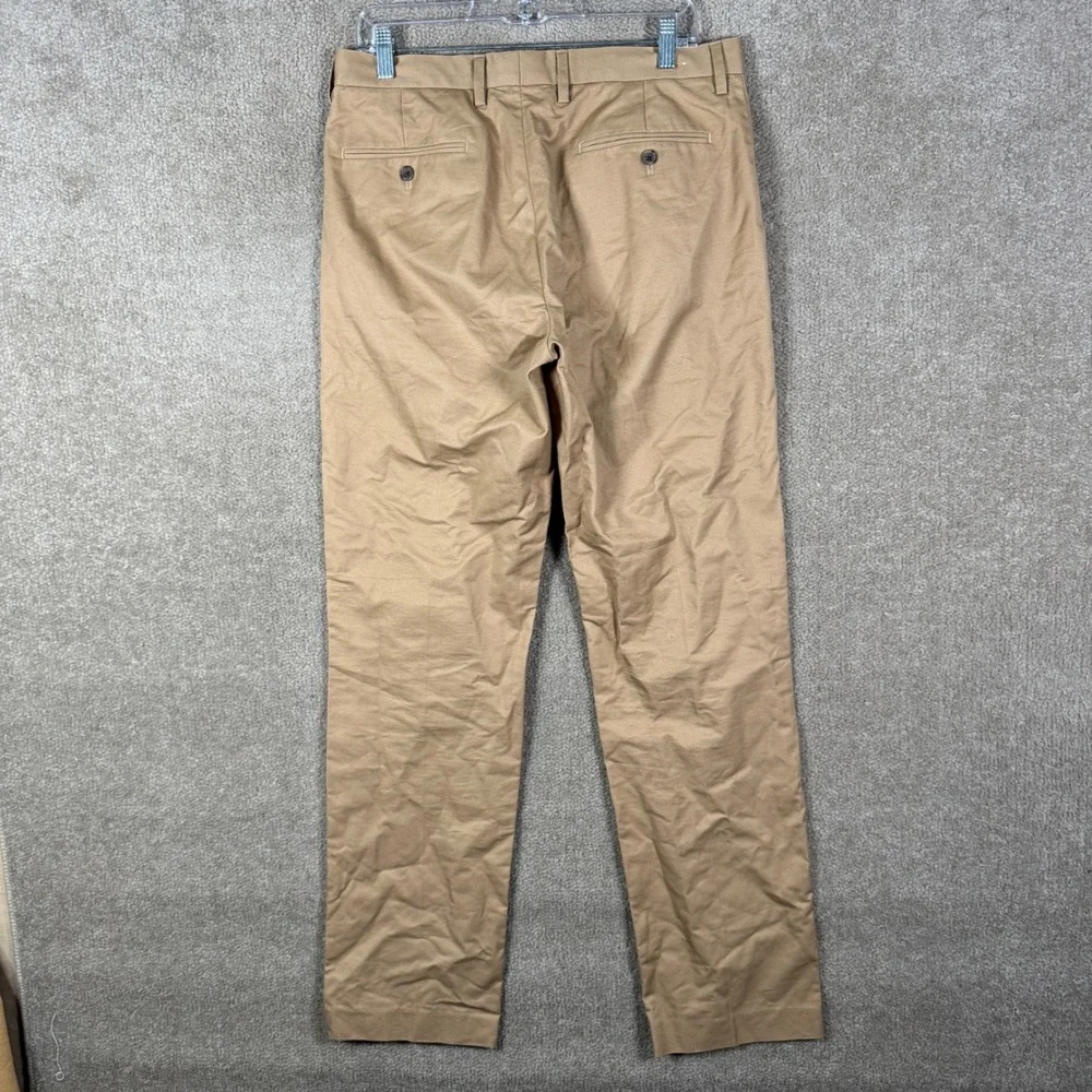 J.Crew Bedford‎ Chino Pants Mens 32x34 Khaki Tan Flat Front 100% Cotton Office
